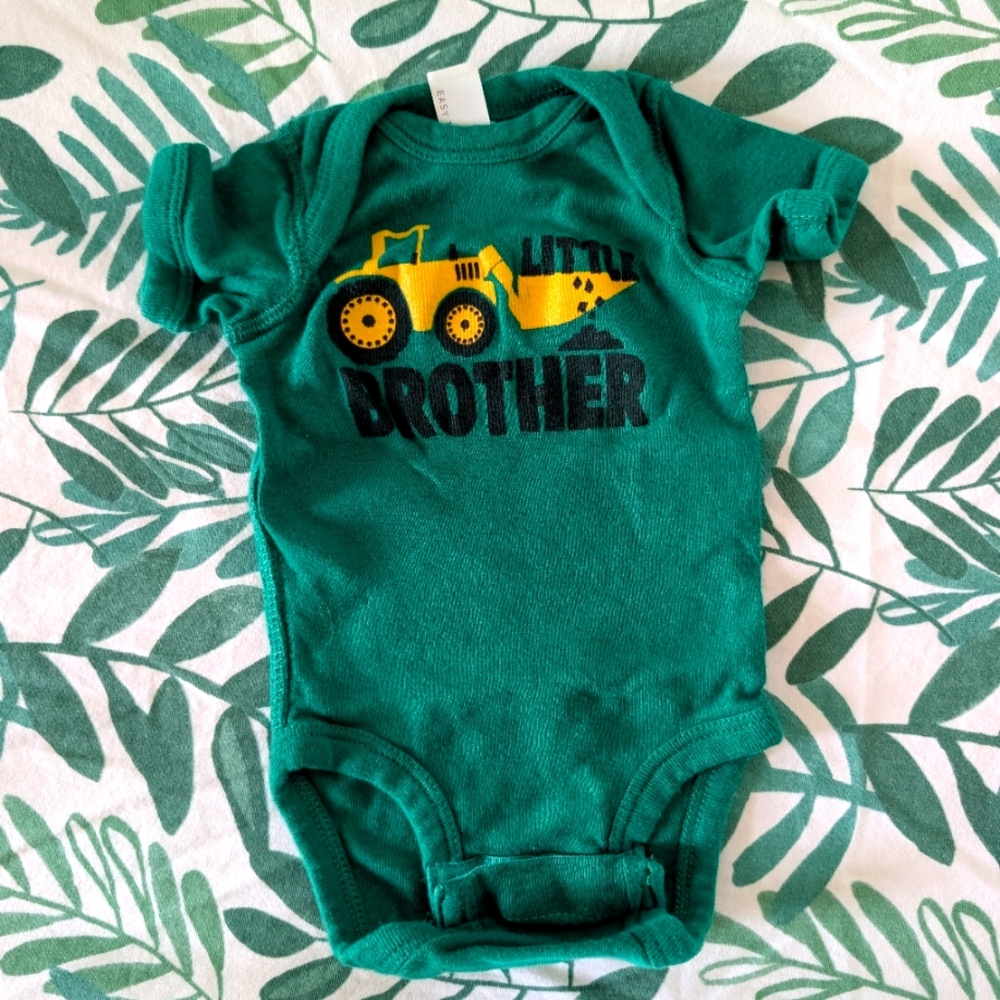 Green Little Brother Tractor Onesie